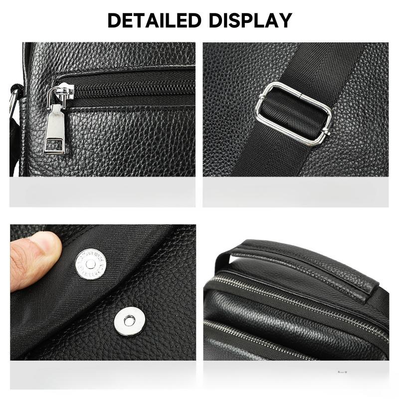Men's Genuine Leather Single-shoulder Bag, Cowhide Business Casual Crossbody Bag, Portable Small Crossbody Bag