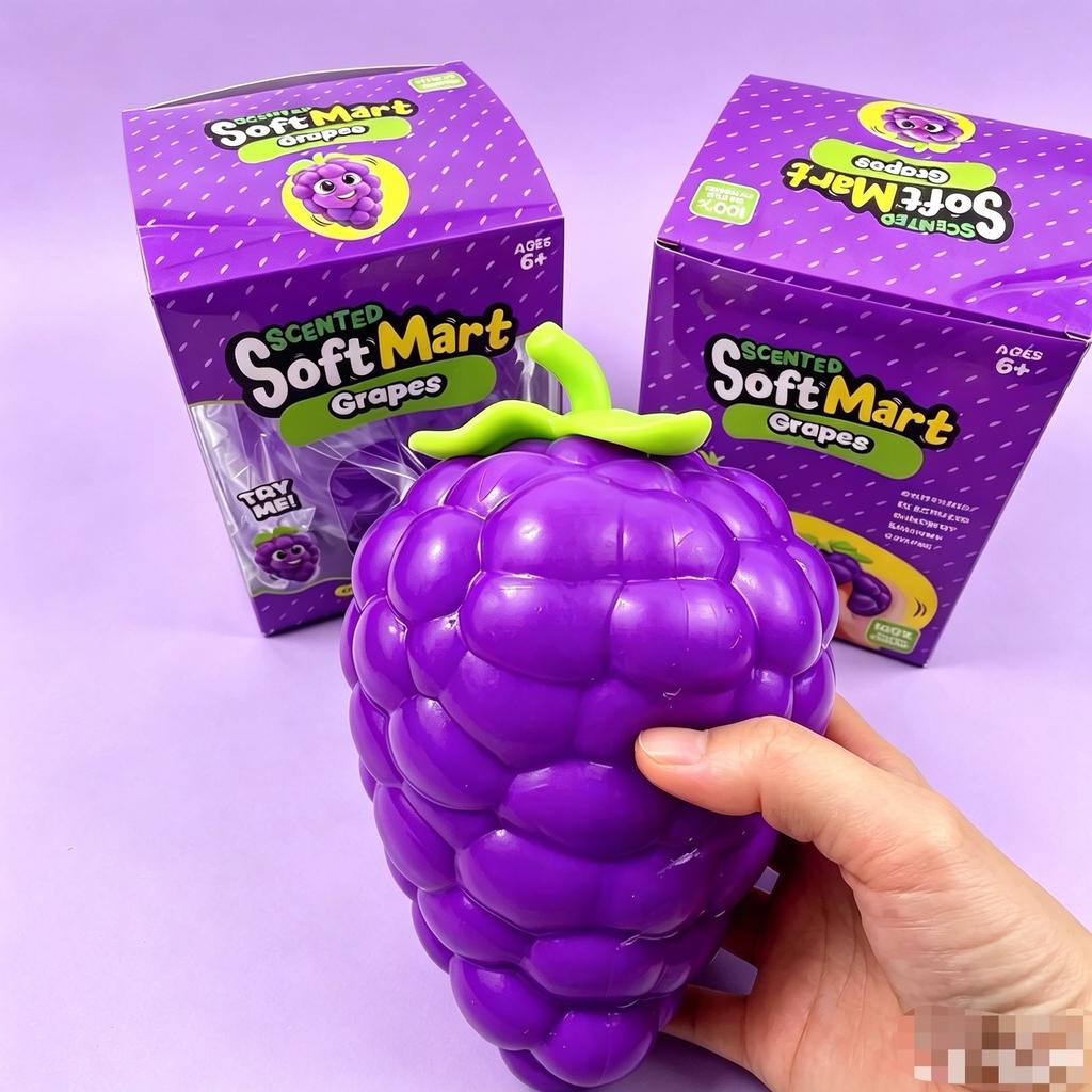Giant Grape Squishy Toy Stress Relief Decompression TPR Filled with Flour Slow Rising Soft Adult Kids Creative Gift