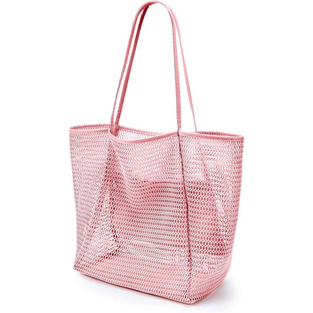 Hobo Bag Storage Bag Beach Bag Tote Bag Summer Straw Tote Handbag Cosmetic Bag Women Handbag Transparent Mesh Bag Shopping