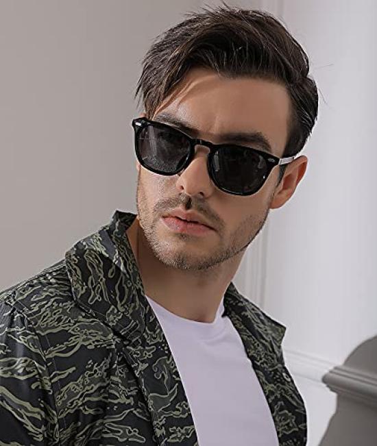 GetOn Men's Photochromic Polarized Sunglasses with Color-Changing Lenses, UV Protection, Lightweight TR Material, Asian Fit, Wellington Style, for