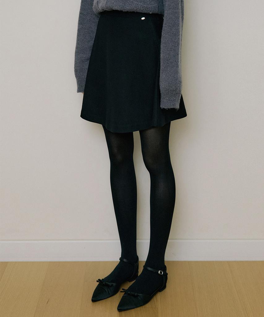 Riorg Eot Soft Wool Flare Mini Skirt Black