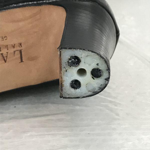 RALPH LAUREN Leather High Heel Short Boots 6C/22.5-23 Black Side Zip(USED)