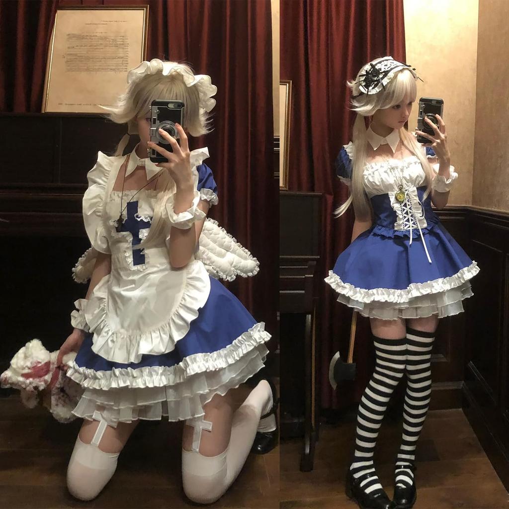 Plus Size Lolita Maid Cute Anime Alice Lace Idol Gothic Size L [AOTYP] Outfit, Dress, Costume, Lolita, Women's, Headband, FGO, Cosplay, Maid, Cafe,