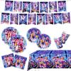 K-Pop Blue Witch Hunter Birthday Party Banner, Cake Toppers, and Balloon Set Decorations