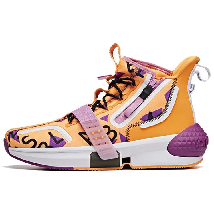 

ANTA Basketball Shoes Men s High top Orange Yellow/Purple 112011619-8 39