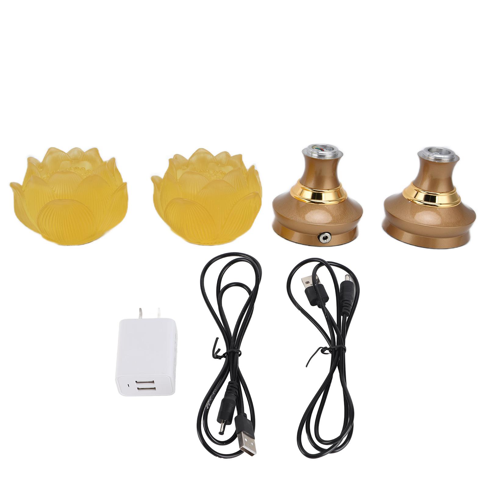 

2шт. Светодиодный лотос, буддийский светильник с основанием из сплава, красочный светильник Будды, украшение, принадлежности для молитвы и веры, Великобритания