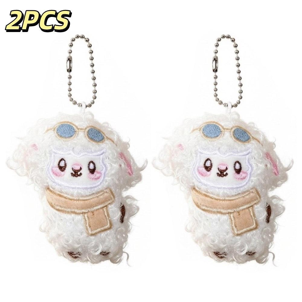 Kawaii Fluffy Lamb Doll Keychain Cute Cartoon Fluffy Hugging Pendant Year of the Sheep