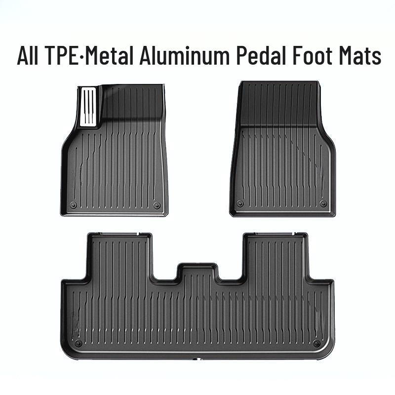 Tesla Model Y Refresh Metal Pedal TPE Floor Mats & Semi-Enclosed Trunk Mat