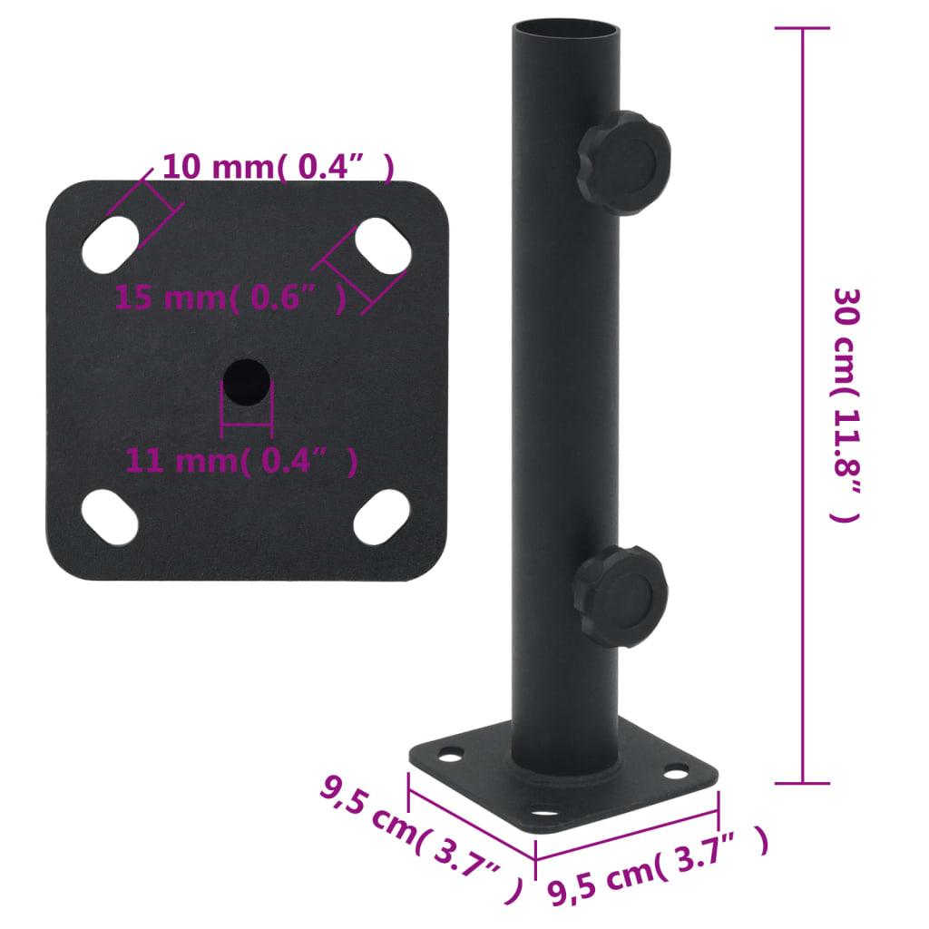 vidaXL Sun Umbrella Stand for Ø32/34/38 Mm Pole Matte Black Steel