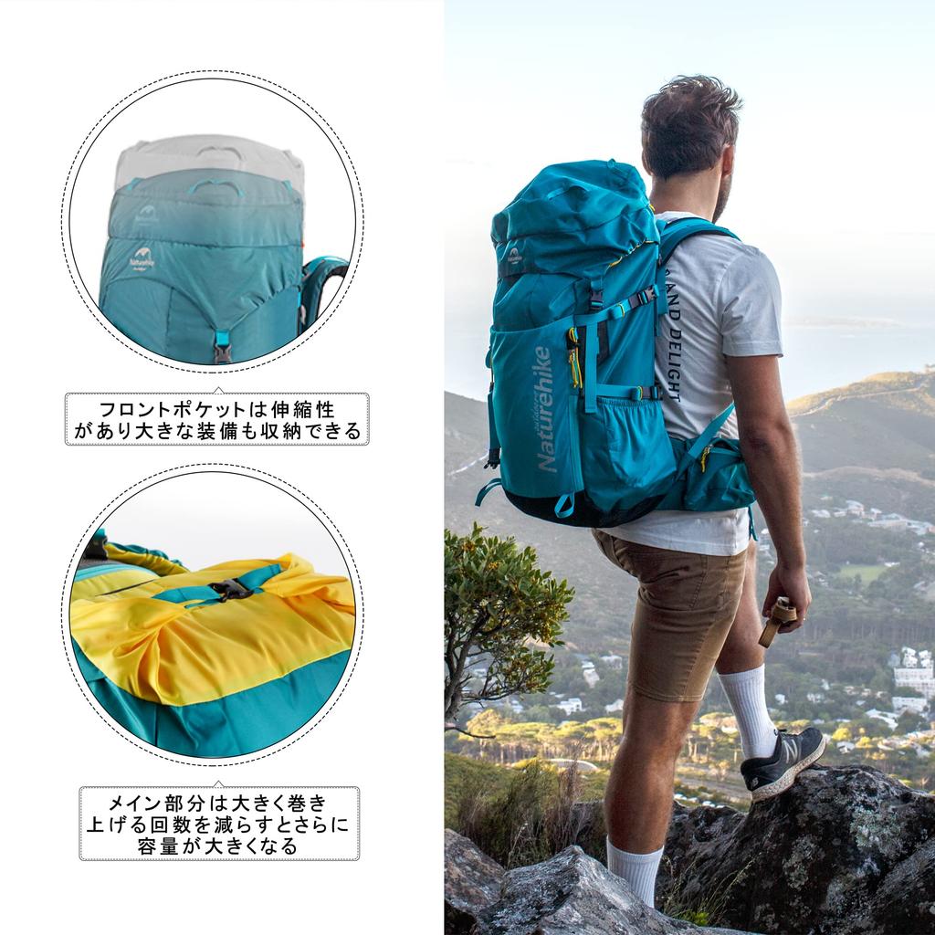 [Naturehike] Official Shop Backpack, Hiking Backpack, Large Capacity 45L, with Rain Cover, Waterproof, Lightweight, Breathable, Multifunctional,