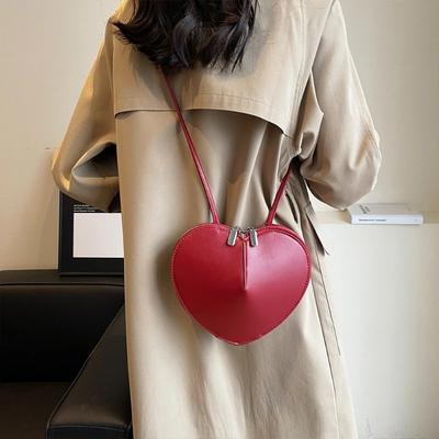 Bolsas Transversais Femininas Love, Bolsas para Celular em Formato de Coração, Mini Carteiras de PU de Grife, Bolsas Transversais Pequenas e Sólidas