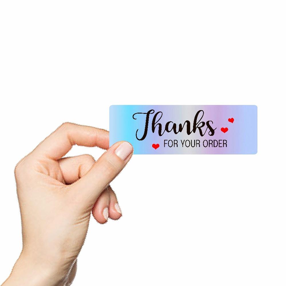 120 Pieces, Rectangular, Laser Silver, Thankyou, Sealing Sticker, Rainbow, Roll Up, Gift Decoration Sticker