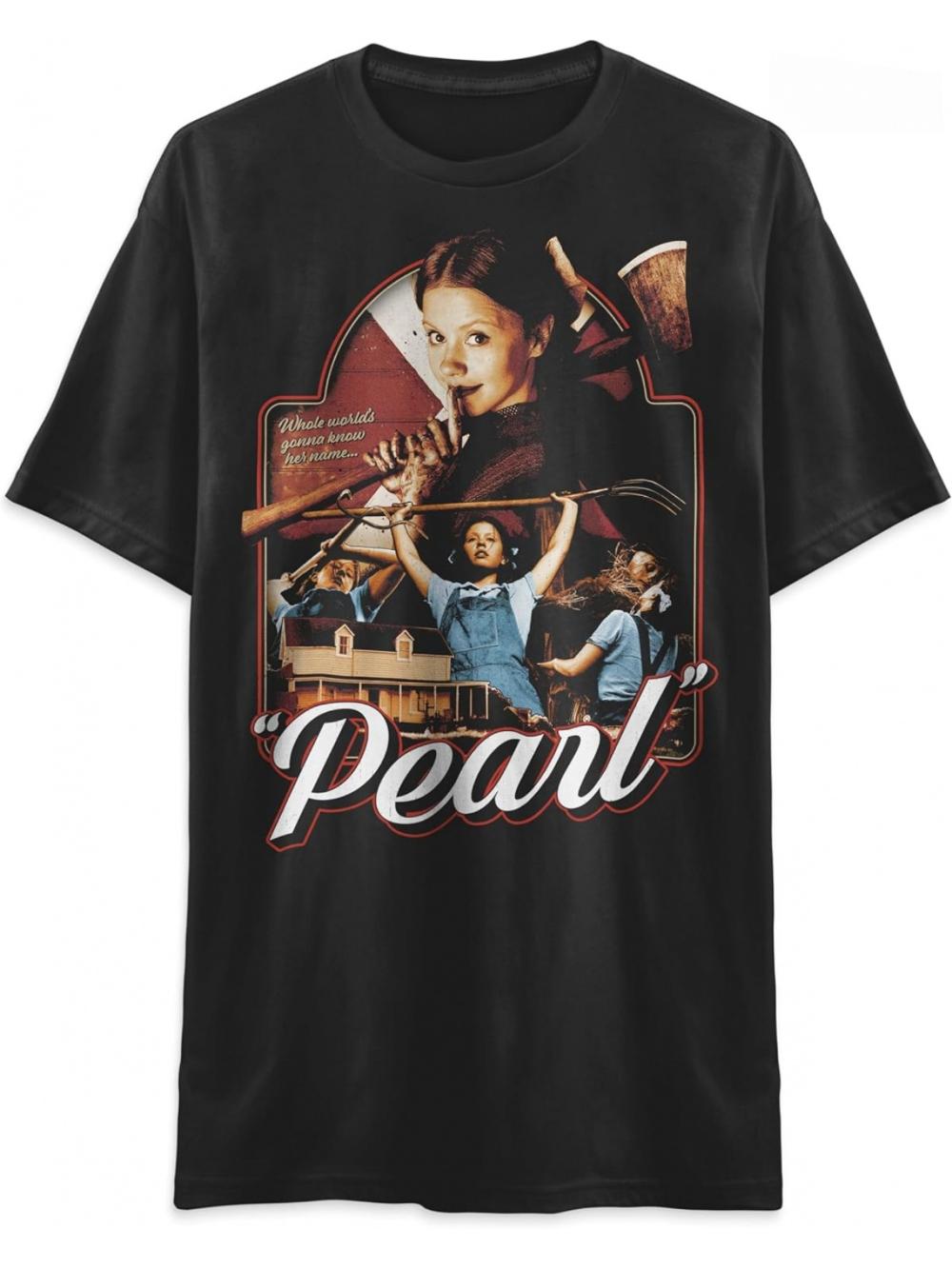 MenS Black Rabbit Pearl Movie Mia X Gothic Horror Movie Graphic TShirt Horror Film Iconic Characters Casual Short Sleeve S