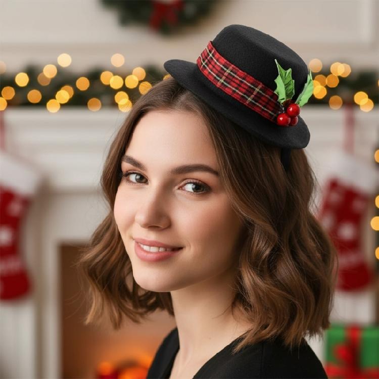 Reusable Cloth Santa Theme Hat Headdress Lightweight Christmas Decoration For Parent Child Matching Party Costume