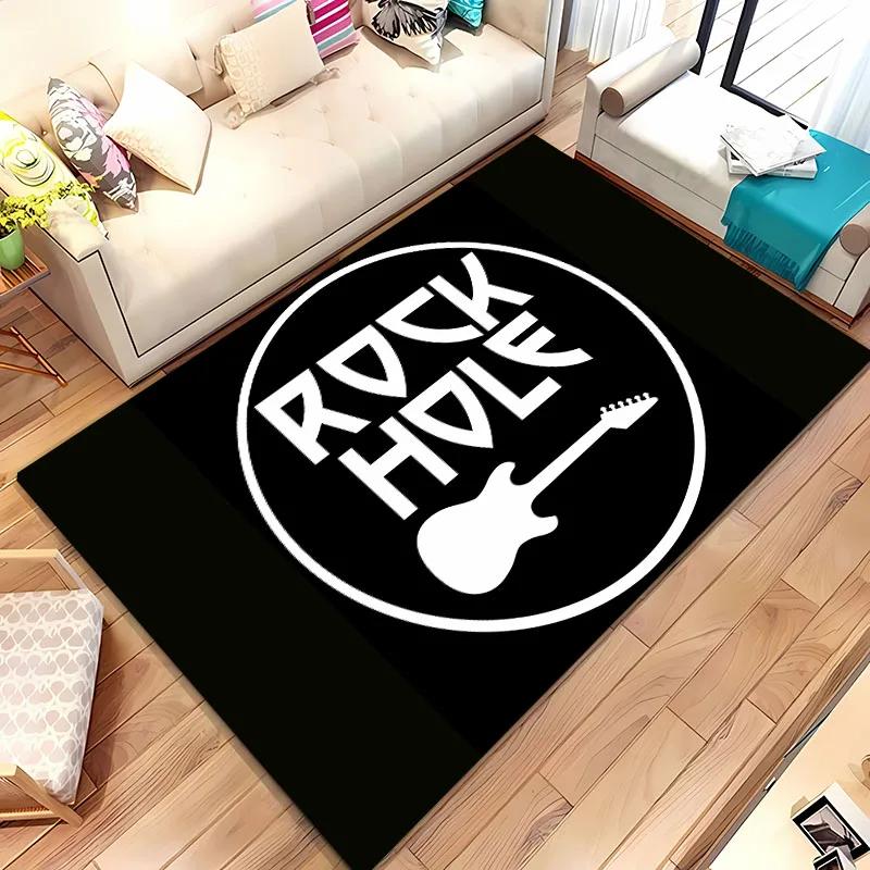 3D Printing Classic Rock Music Area Carpet for Living Room Cartoon Children's Bedroom Sofa Doormat Floor Rug Anti-slip Decor Mat