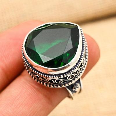 Chrome Diopside Gemstone Handmade 925 Sterling Silver Ring Jewelry For Thanksgiving