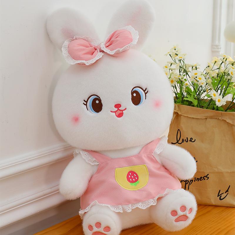 New Strawberry Skirt Rabbit Plush Toy Cute Couple Bunny Doll Doll Large Size Rabbit Doll Pillow Gift