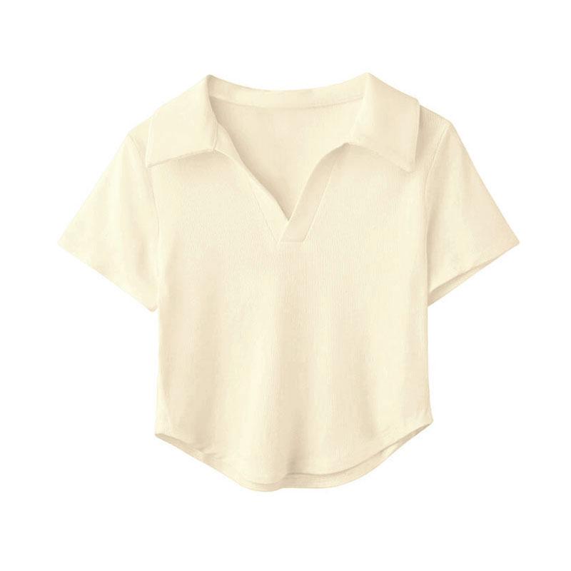 Summer Solid Color T Shirt Harajuku Casual Chic Short Sleeve Crop Top Women Clothing Elastic Ladies Top