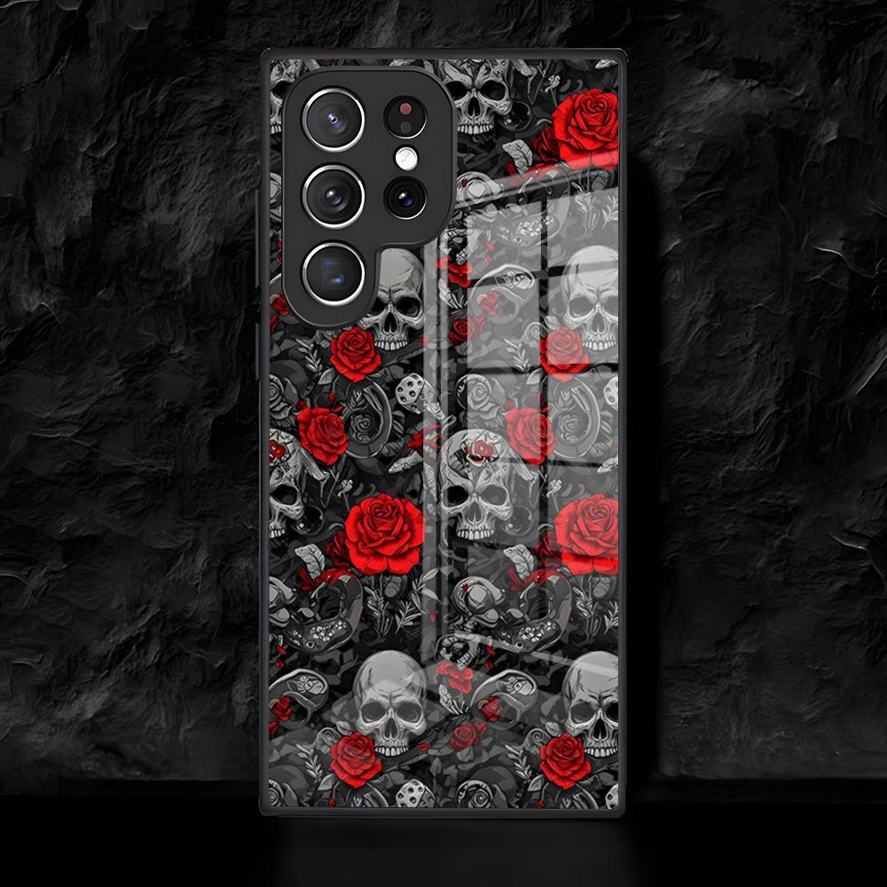 Gothic Patterns Raven Skulls Phone Case For Samsung S26 S25 Edge Ultra 24 23 22 21 Ultra Plus Fe A55 56 15 4G 5G Glass Cover