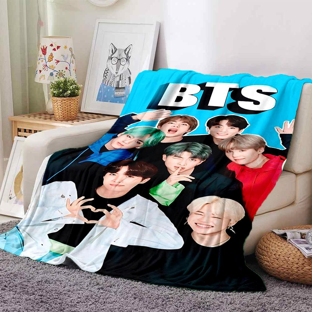 1pc Bts Youthful Energy Flannel Blanket for Super Soft Cute Comfort Blanket for Travel Bedding Couch Sofa Blanket Y72328