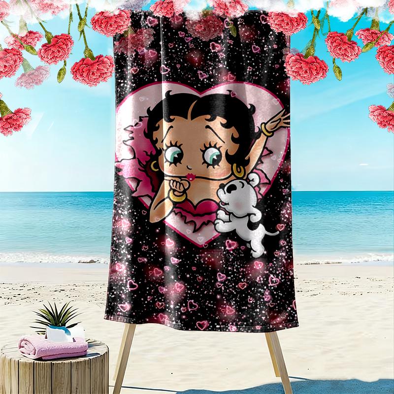 Betty Boop Beach Towel, Lightweight Beach Towel, Tropical Style, Ideal Holiday Gift For Family
