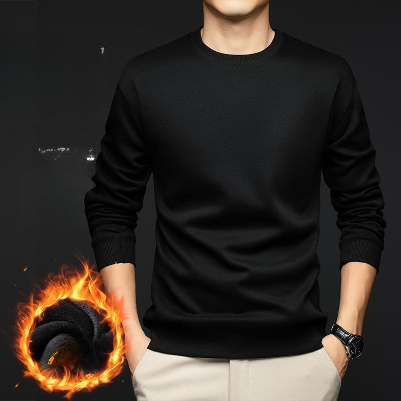 

Мужской свитер осенне-зимнего стиля, флисовый, утолщенный, теплый, с длинными рукавами XL чёрный