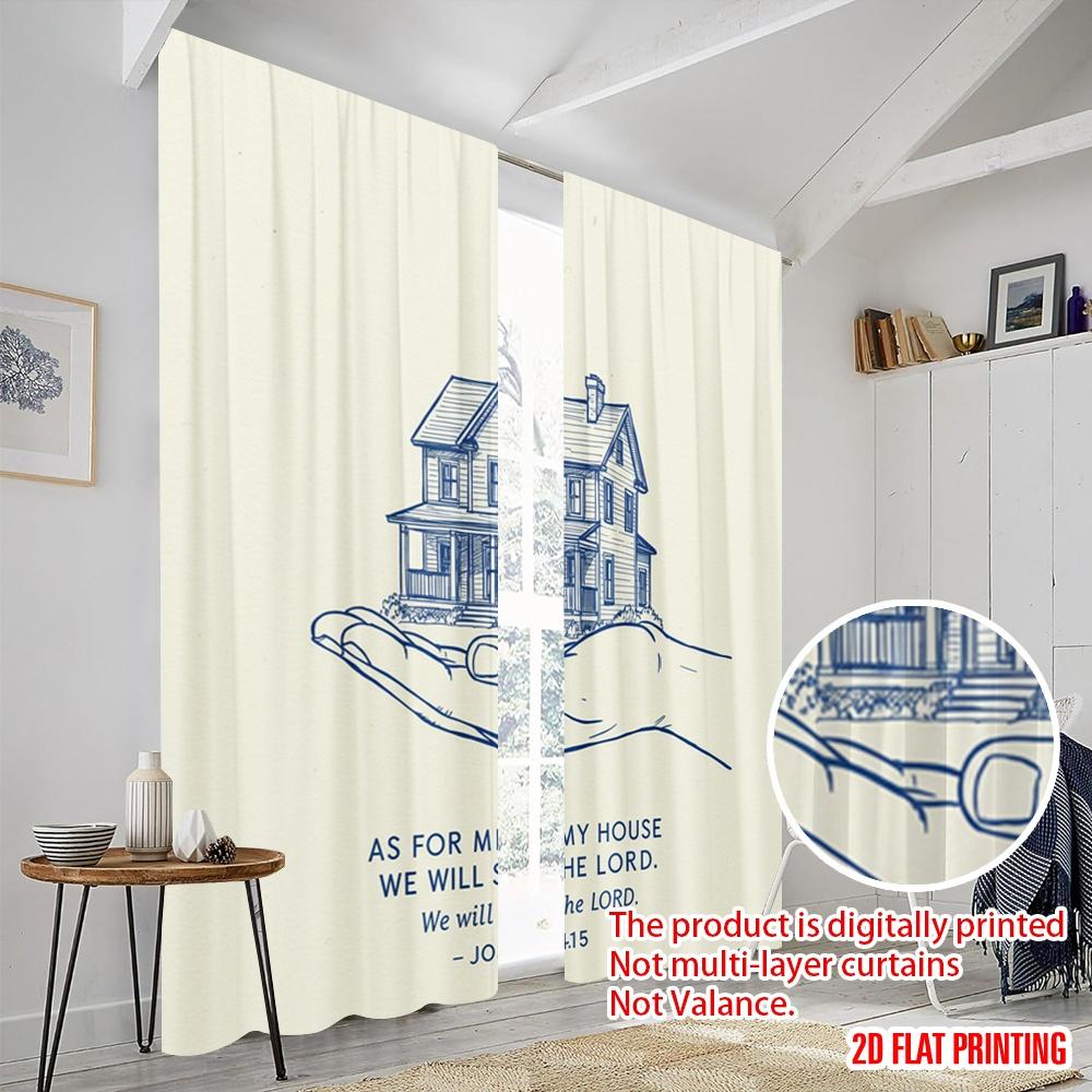 2pcs 2D flat printing Window Treatment Curtains House Serve Lord Joshua_a Polyester Without Electricity 0 Perfect for