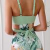 New Printed Hollow Lace-up Sexy One-piece Bikini Swimsuit Swimsuit Women