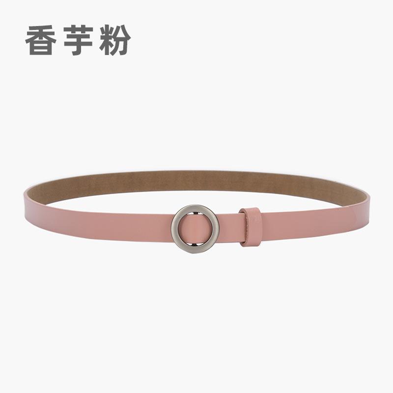Leather Fine Belt Women'S Cowhide Round Buckle Belt Women'S Casual Decorative Skirt Waist Women'S Belt