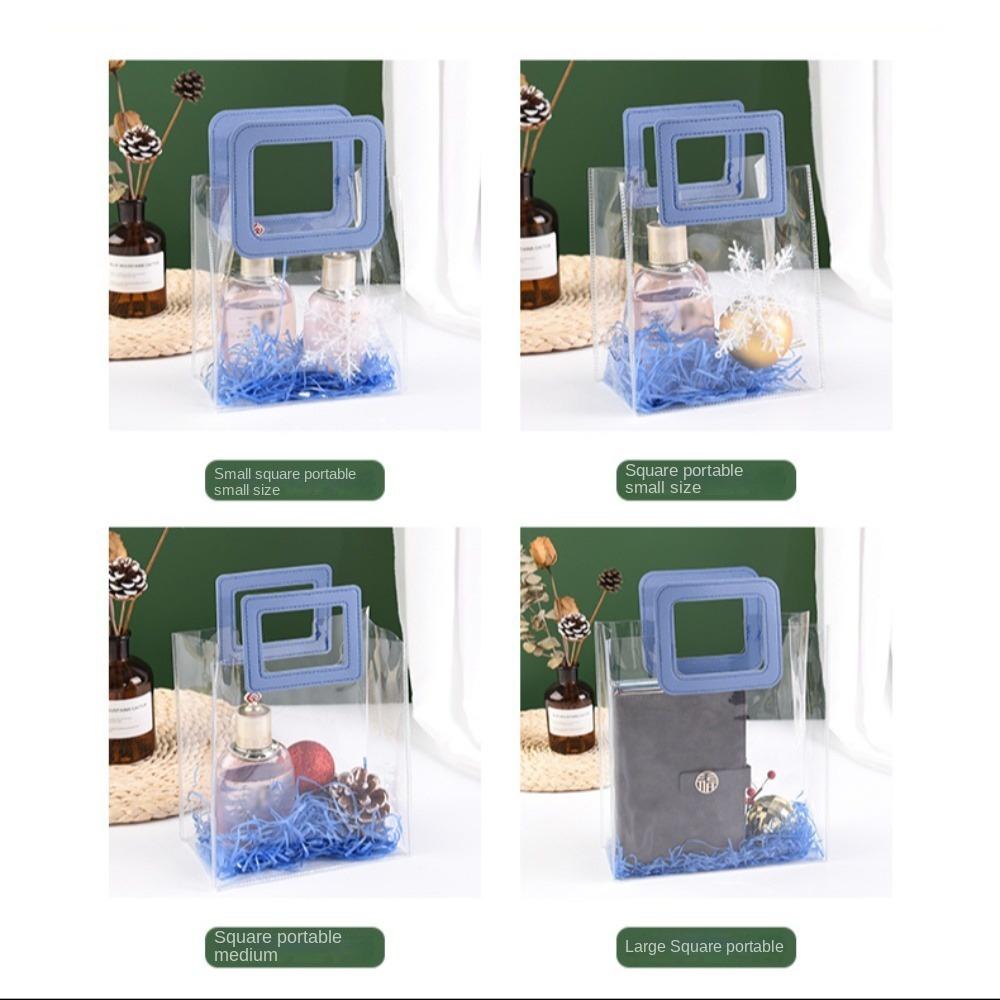 Niebieska Przezroczysta Torba Tote Przezroczysta Wodoodporna Torba do Przechowywania Duża Pojemność Ręczna Torba na Prezent