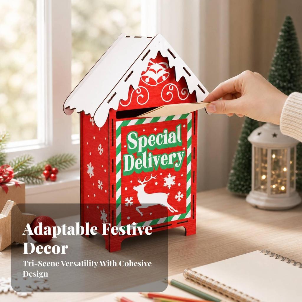 Freestanding Wooden Christmas Mailbox Long-Lasting Santa