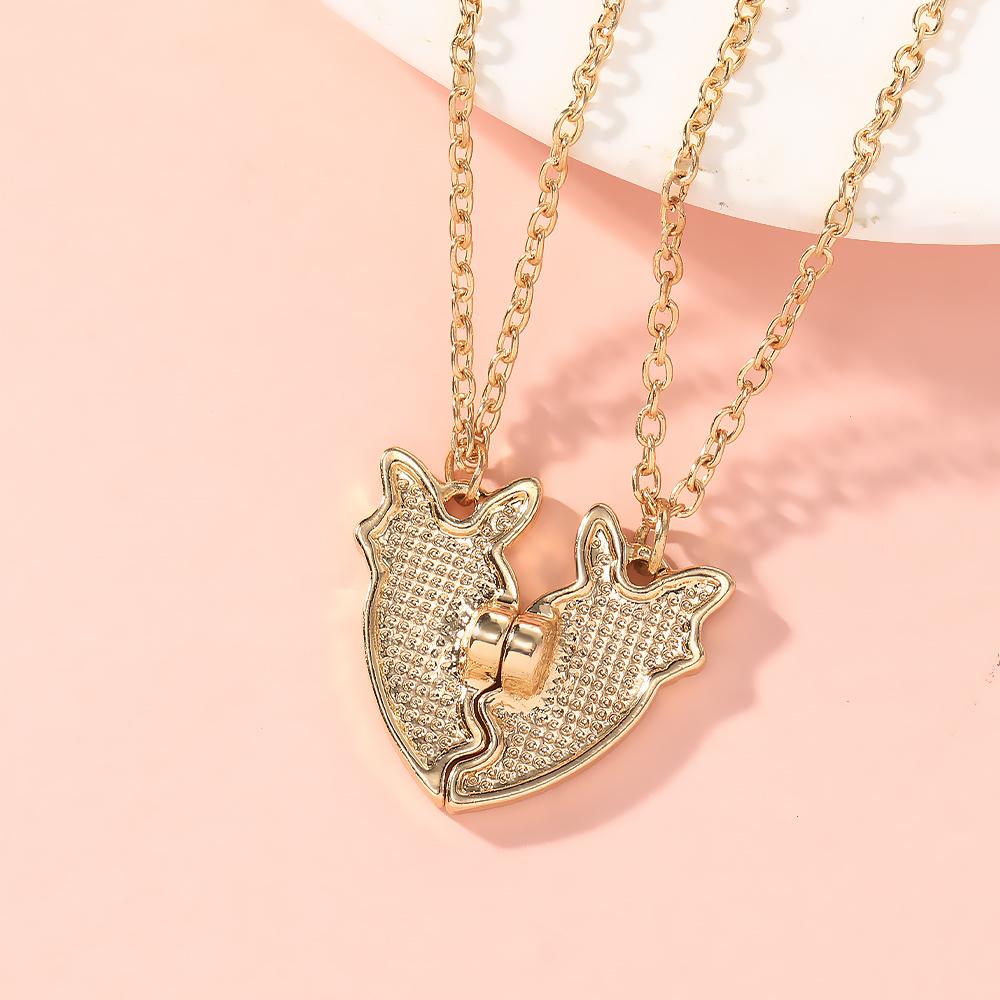 2Pcs/Set Cartoon Flower Rabbit Puzzle Heart Best Friends Necklace Girls Friendship Gift BFF Jewelry