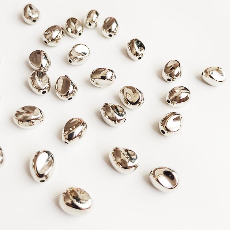 Silver Curved Bean Shape Loose Beads for DIY Jewelry Making