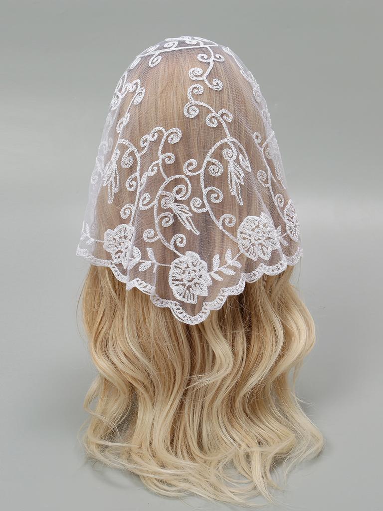 French Lace Triangle Scarf Embroidered Flower Lace Scarf Small Shawl Crochet Head Scarf Headwraps Bandana For Women