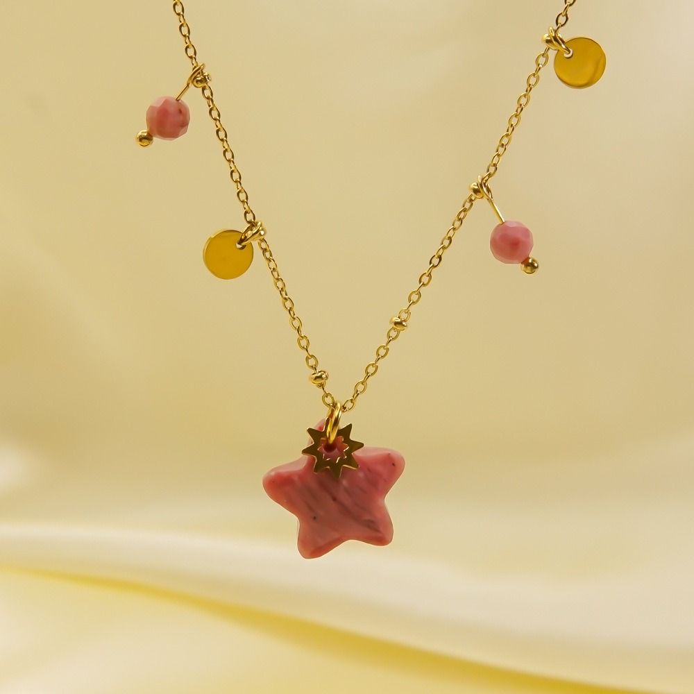 Natural Star Pendant Neck Chain Vintage Women Neck Choker Sweater Chain Star Stone Necklace  Gifts