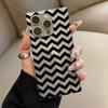 Clear Square Back Tube Case Protection For iPhone 16 ProMax 13 15 Plus 11 12 14 Pro Max Anti-Oxygen,Black Wavy Lines Pattern Casing