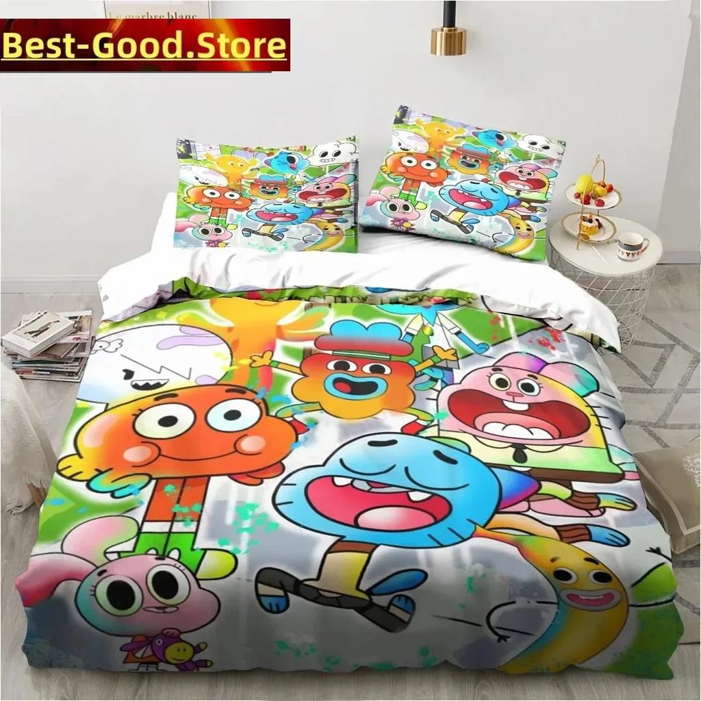 Carton The Amazing World Beding Set Gumbal Young Boys Young Girls Twin Quen King-Sized Dimensionsd Dimensions Soft Duvet Cover Pilowcase Bed boys