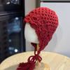 New Ethnic Style Crocheted Knitted Hat for Women Autumn and Winter Ear Protection Hooded Hat Trendy Literary Retro Tassel Warm Toe Cap