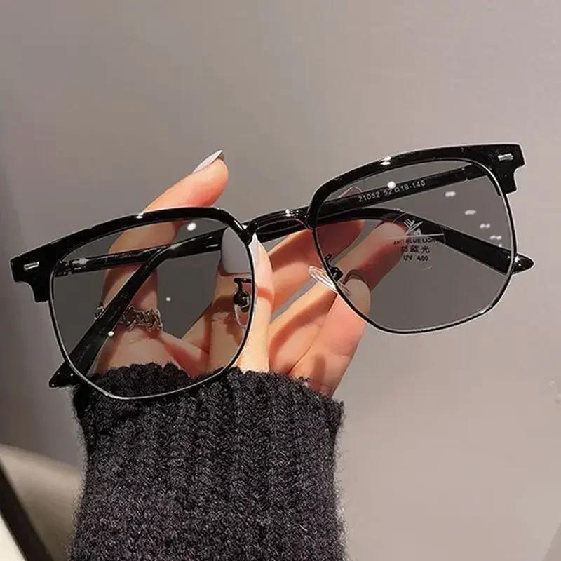 

Photochromic Haif Frame Myopia Glasses New Prescription Near Sight Computer Eyeglasses Vintage Transparent Prescription Eyewear -4.0