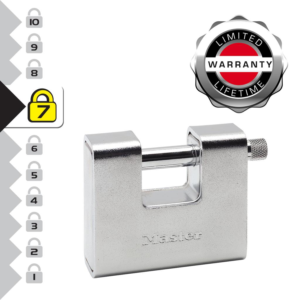 Master Lock Rectangular Zinc Padlock with Key, 95x80x29 mm