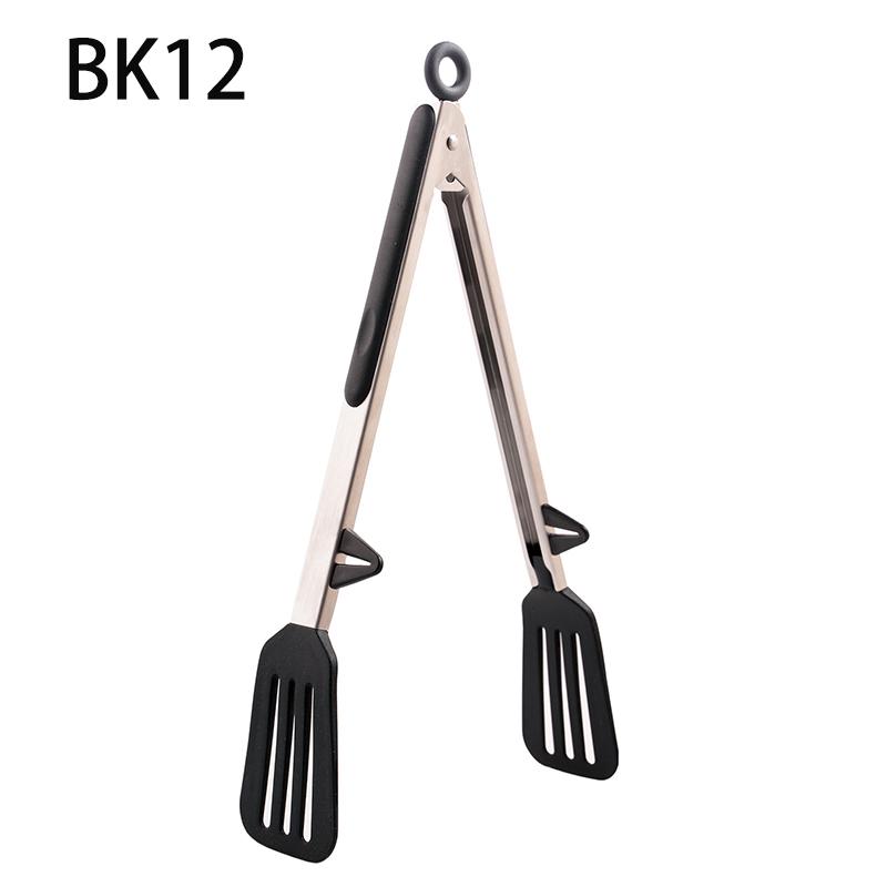 

Щипцы для еды из нержавеющей стали, кухонные щипцы, силиконовый нескользящий зажим для приготовления пищи, зажим для барбекю, салата, гриля, кухонных принадлежностей 12 чёрный