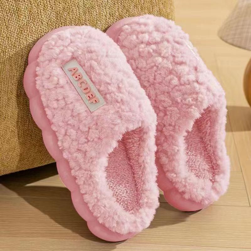 Cotton slippers women's thick bottom non-slip home warm confinement cotton slippers men and women couples home floor cotton slippers winter