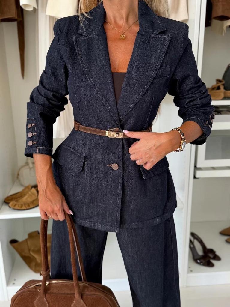 Autumn 2025 Versatile Relaxed Fit Wide-Leg Denim Pants