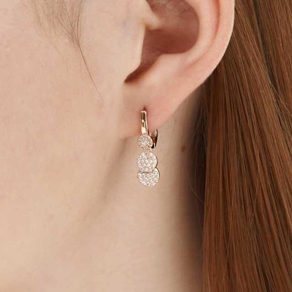 14K GF Round Stone Drop One-Touch Earrings C24EGF206