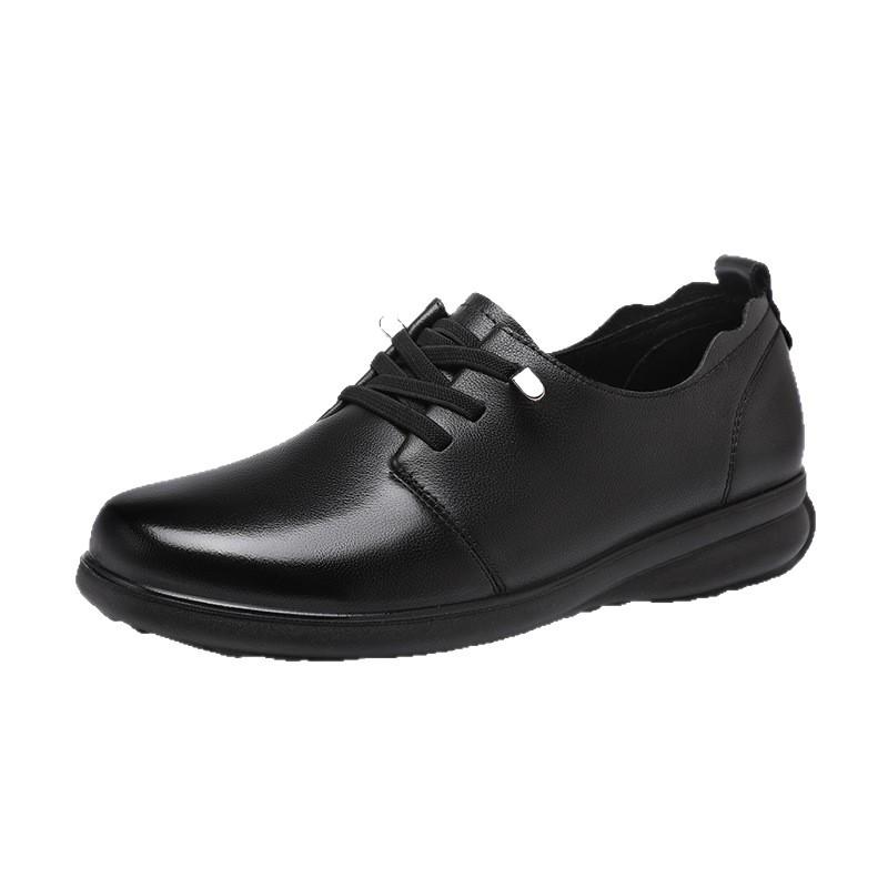 Red Dragonfly Women's Genuine Leather Flat Casual Shoes - Soft Sole Cowhide Mother’s Spring Work Shoes