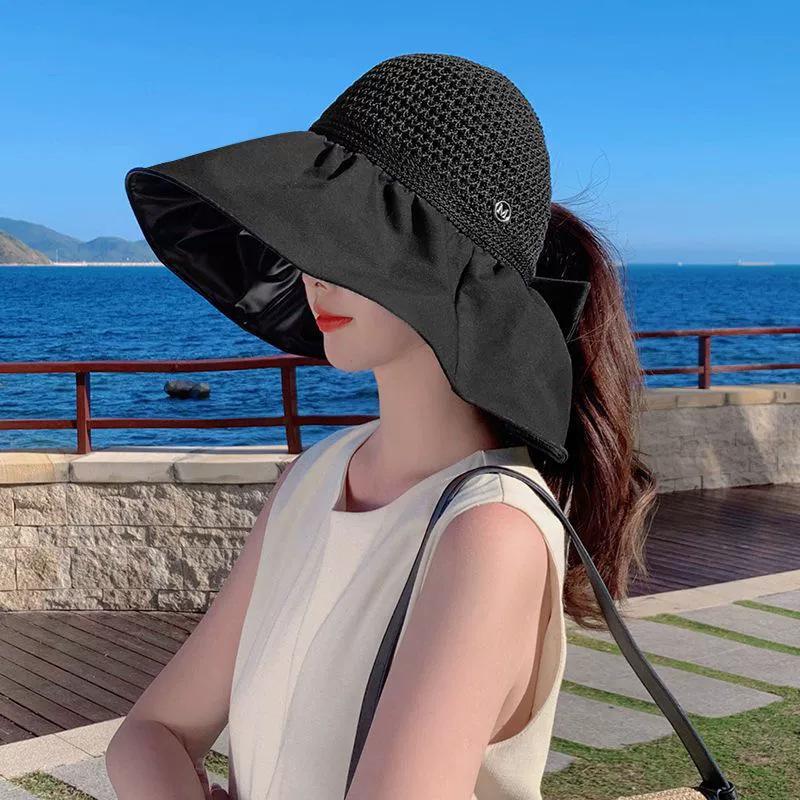 Sunscreen Hat Summer Female Sunshade UV Protection Empty Top Vinyl Shell Hat Large Brim Sunshade Face Outdoor Cycling Hat