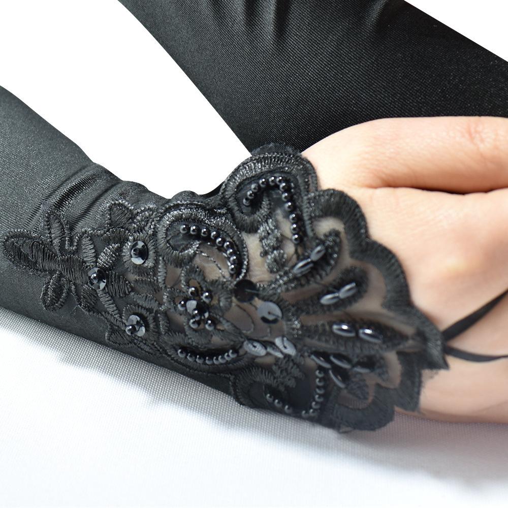 Fingerless Lace Party Gloves Costume Accessories Stretch Opera Black Women Long Gloves