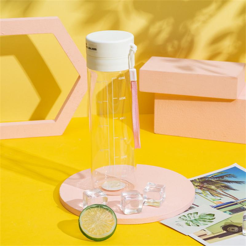 Zeitstempel Präzisionsskala Gewindebecher Mündungssiegel Auslaufsichere Tragbare Wasserflasche Sportbecher PC-Material. Mit Textur zum Mitnehmen