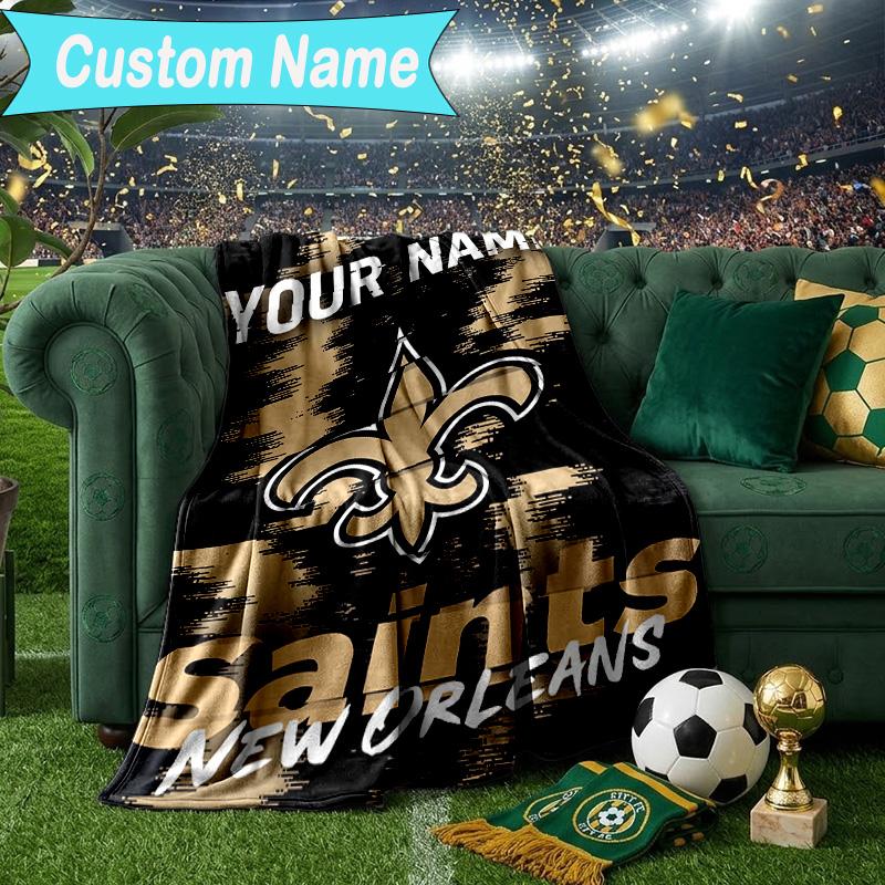 Custom Name Blanket Golden Saints Logo Blanket Bedding Blanket for Travel, Camping, Living Rooms, Offices, Sofas, Fan Christmas gift