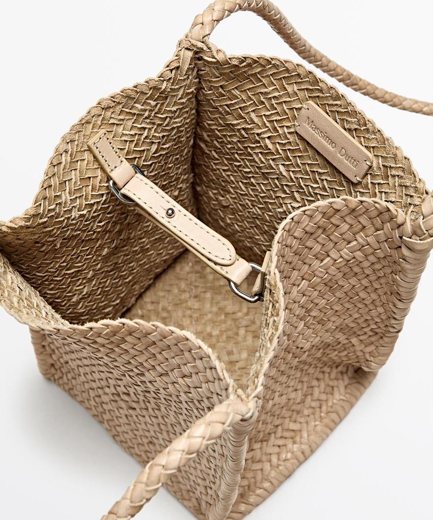 Massimo Dutti Napa Leather Weaving Bucket Bag